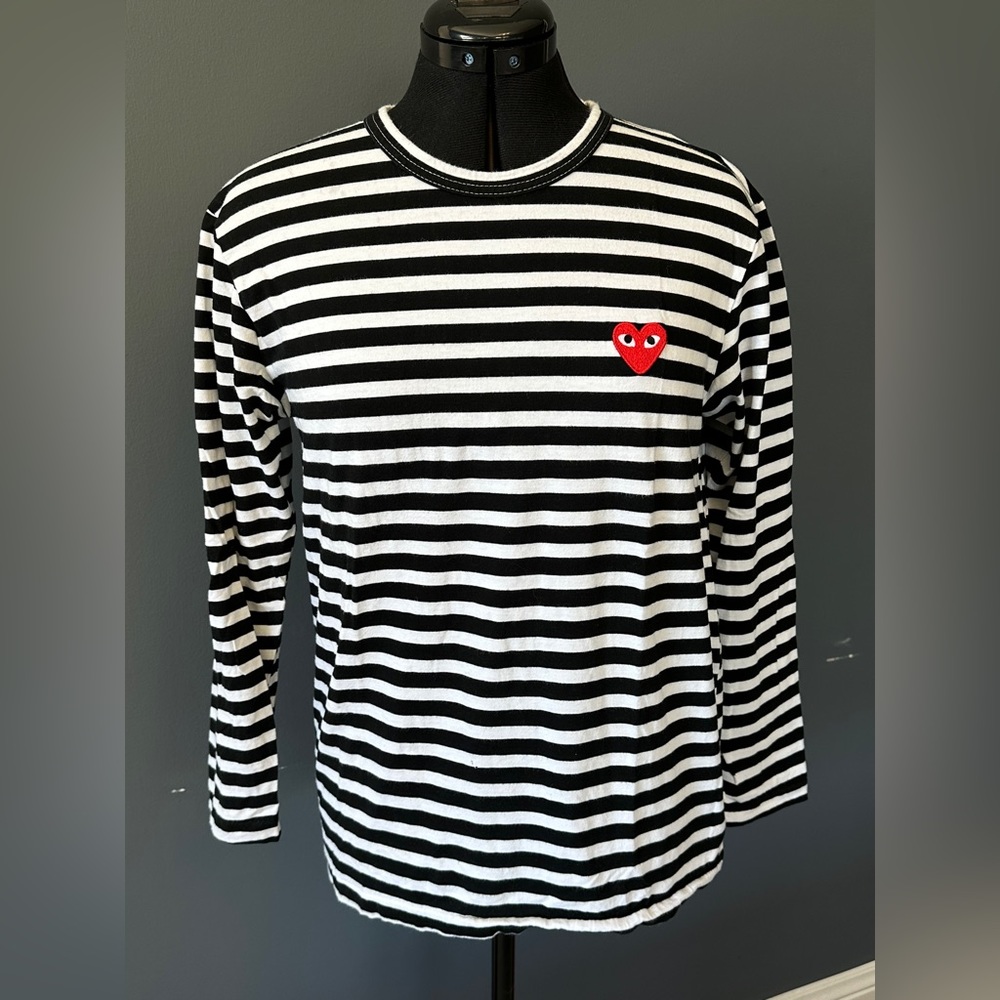 Comme des Garcons Play striped shirt w heart